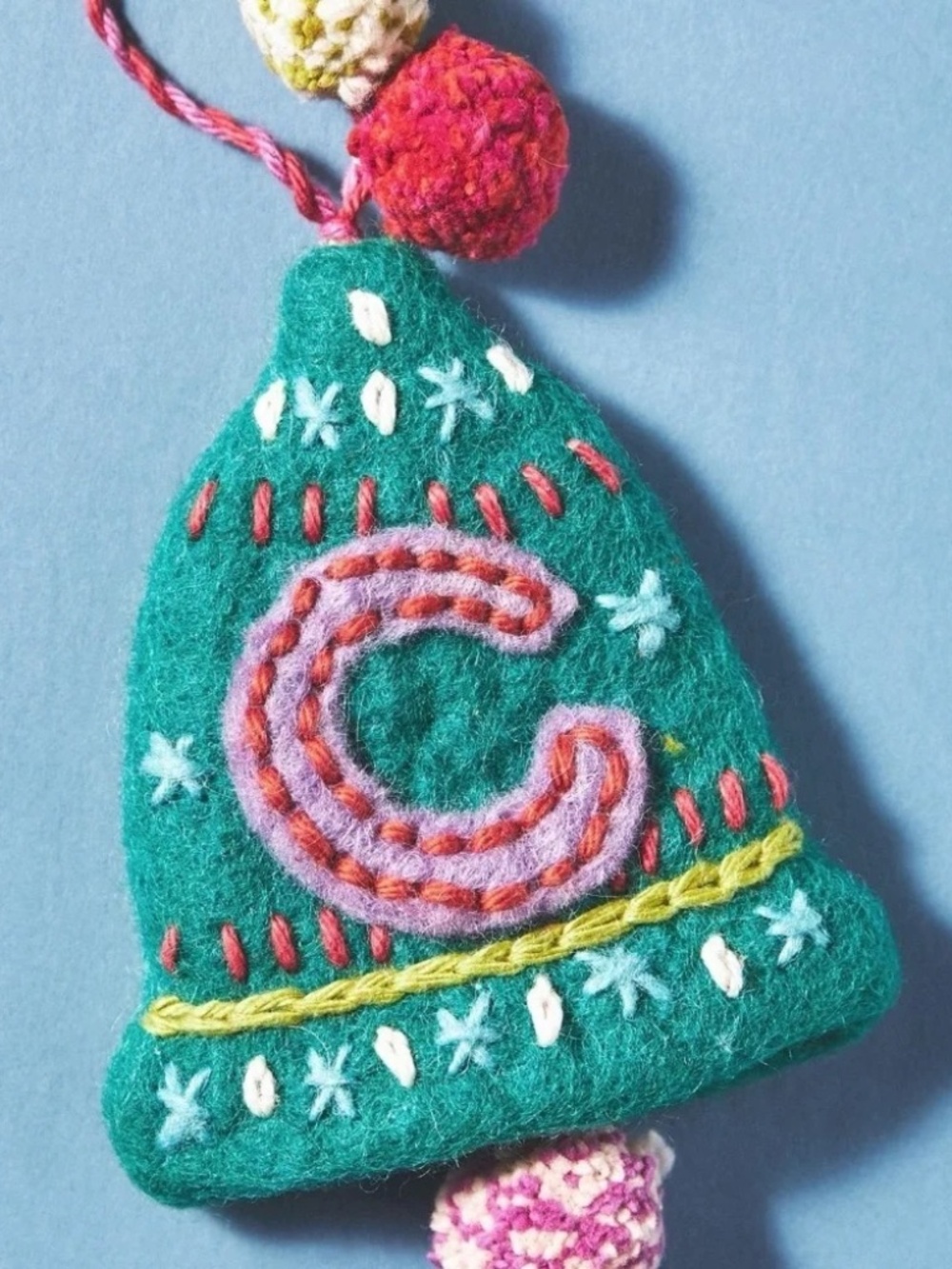 NWT Anthropologie Snow Day Monogram Felt Christmas Tree Ornament Letter C